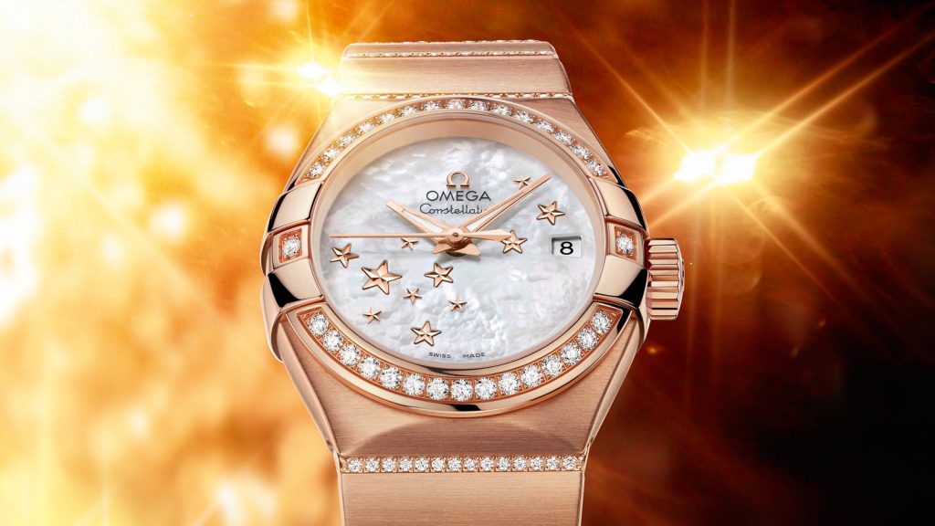 For the perfect combination of diamonds and gold, this replica Omega watch completely shows the precious and luxurious design style.